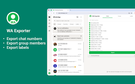 WA export: Export WhatsApp contacts screenshot