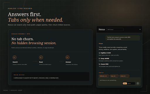 Nexus: AI Browser Agent — Automate Chrome Tabs with Natural Language screenshot