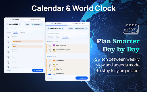Calendar & World Clock screenshot