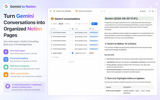Export Gemini Chats to Notion screenshot