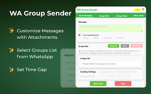 WAWebSender - Bulk Group Messaging & Member Management screenshot