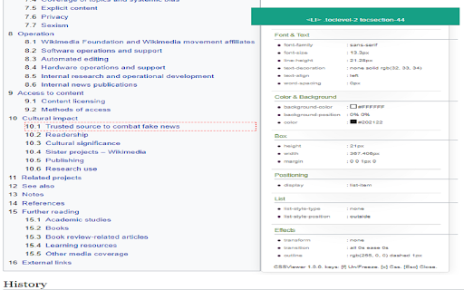 CSS Viewer for Google Chrome™ screenshot