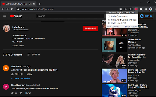 Turn Off YouTube Comments & Live Chat screenshot
