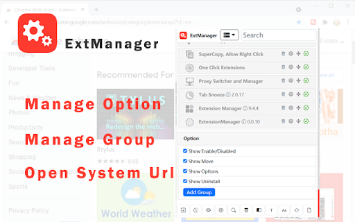 ExtManager screenshot