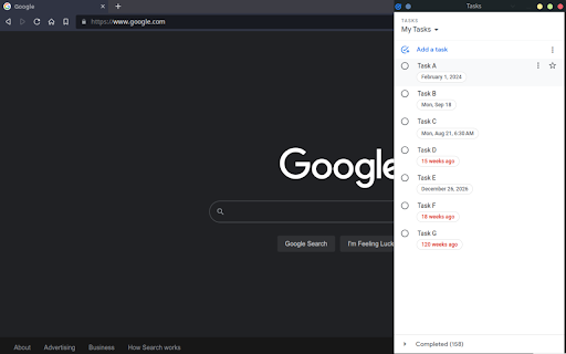Popup for Google Tasks screenshot
