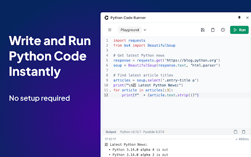 Python Code Runner screenshot