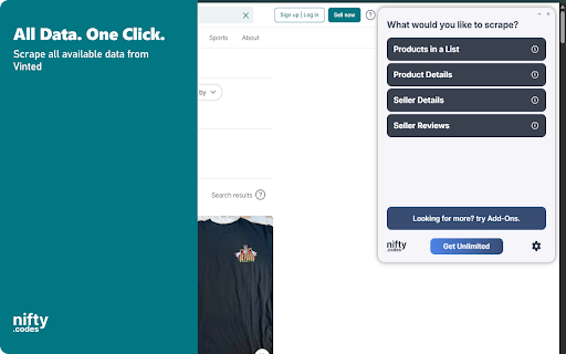 V-Thrift Scraper: Export Listings, Sellers, Reviews & More screenshot