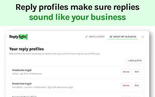 Replylight - Reply to reviews just by highlighting them (AI) screenshot