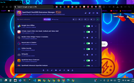 SparkVault NextGEN Extensions Manager screenshot
