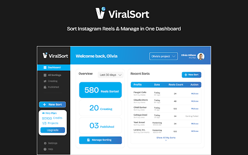 ViralSort - Sort Instagram Reels & Manage in One Dashboard. screenshot