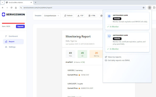 ServicesMon | Online Asset Monitoring screenshot