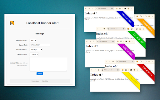 Localhost Banner Alert screenshot