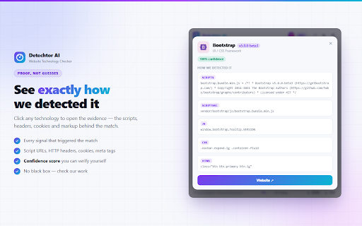 Detechtor AI - Website Technology Checker & Tech Stack Detector screenshot