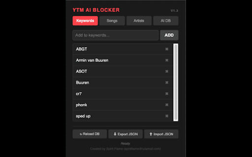 YTM AI Artist & Song Blocker screenshot