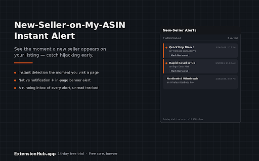 New-Seller-on-My-ASIN Instant Alert screenshot