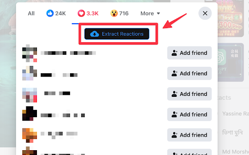 Reaction Exporter - Extract Like, Love, etc. screenshot