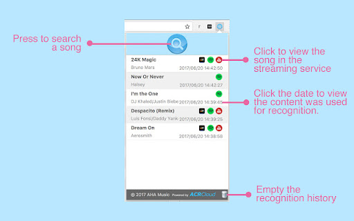 AHA Music - Song Finder for Browser screenshot