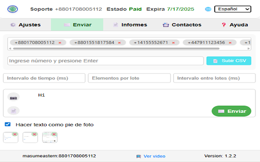WASender FREE Bulk Messaging Plugin SAM screenshot