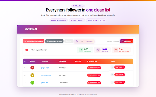 Unfollow AI - Followers & Unfollowers Tracker screenshot