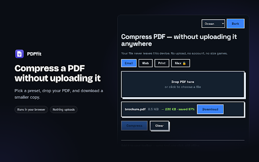 Compress PDF — No Upload, Private | PDFfit screenshot