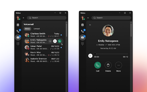 Webex Calling for Chrome screenshot
