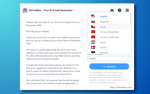 Free AI Email Generator: AIFreeBox screenshot