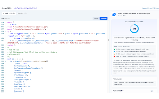 Extension Source Viewer & Security Analyzer screenshot