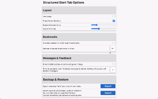 Structured Start Tab screenshot