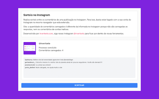 Sorteio de Comentários screenshot