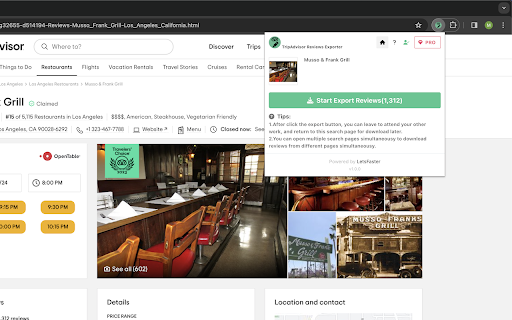 TripAdvisor Review Exporter screenshot