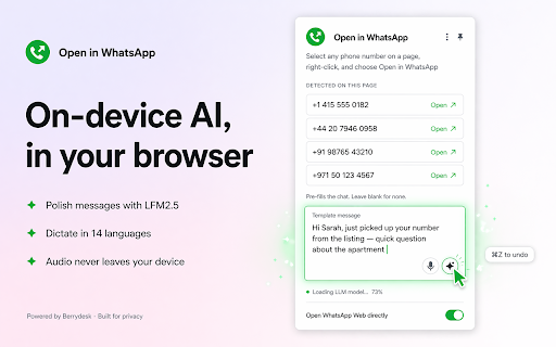 Open in WhatsApp: Click-to-chat for any phone number screenshot