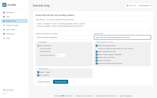 WordPress Blog Interlink screenshot