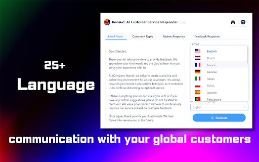 AI Response Generator for Email Review Reply screenshot