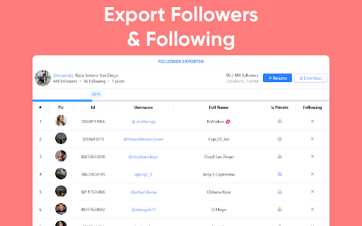 Follower Exporter screenshot