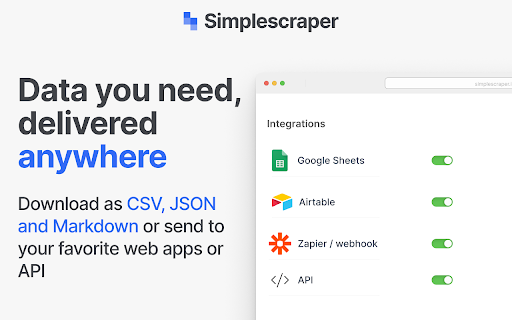 Simplescraper — a fast and free web scraper screenshot