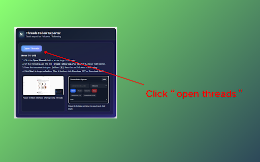 Threads Follow Exporter - one-click quick export of Threads follower data screenshot