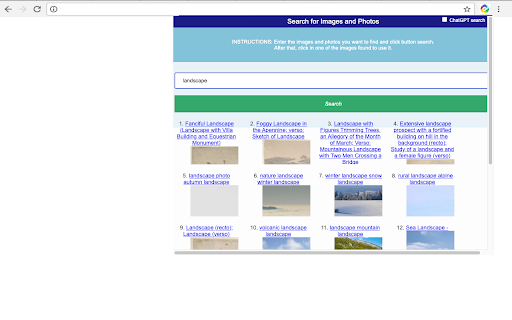 Images, icons & photos with ChatGPT screenshot