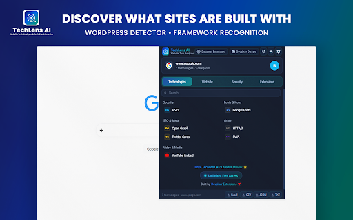 TechLens AI - Website Technology Analyzer & Tech Stack Detector screenshot