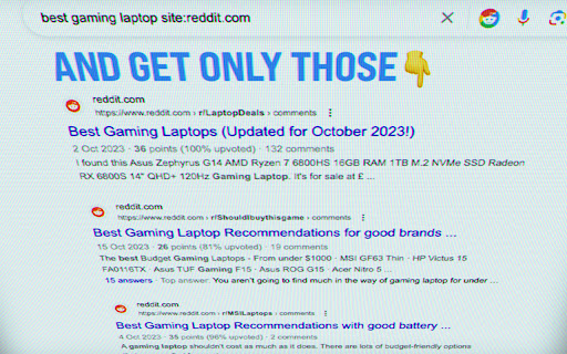 Reddit Search on Google screenshot