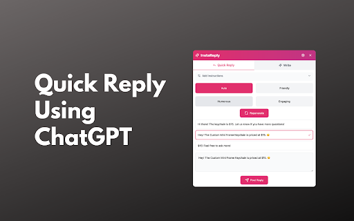InstaReply: ChatGPT Comment Assistant for Instagram screenshot