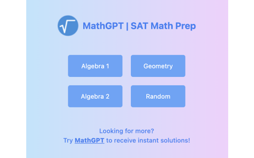MathGPT | SAT Math Practice Problem Maker and Solver screenshot