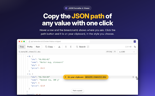 JSON Formatter & Viewer - Pretty Print, Validate, Search screenshot