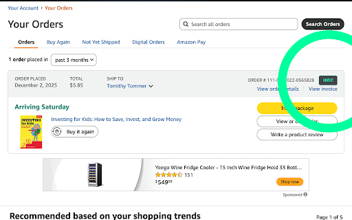 Hide Amazon Orders - Order History Cleaner screenshot