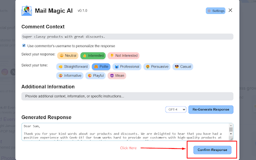 ChatGPT AI assistant for Google Reviews and Questions screenshot