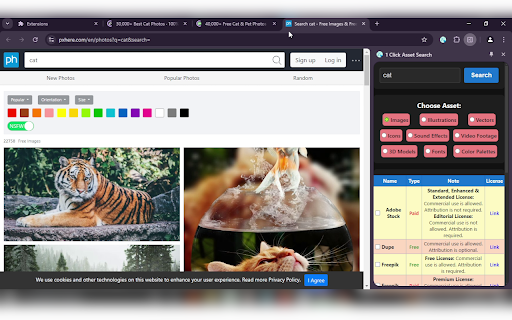 1 Click Asset Search screenshot