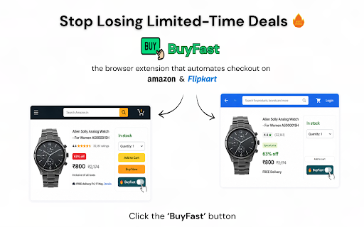 BuyFast - Amazon Flipkart Price History & Auto Checkout screenshot