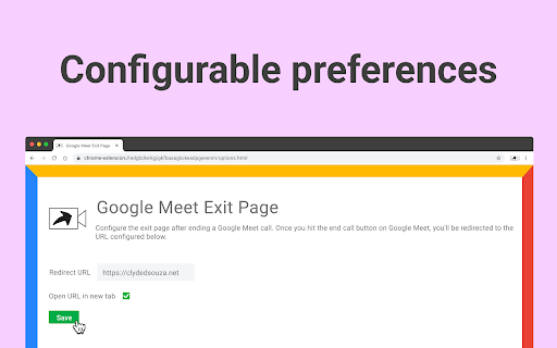 Google Meet Exit Page screenshot
