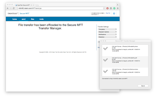 OpenText Secure MFT screenshot