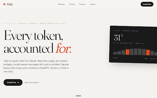 Tally — Claude token counter screenshot
