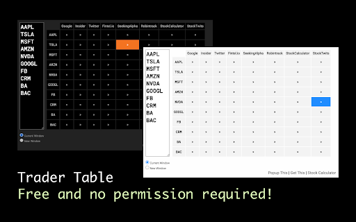 Trader Table screenshot
